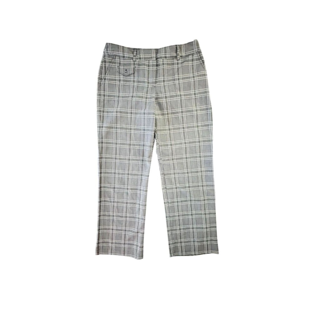 IZOD XFG Plaid Golf Pants Women's 10 Gray White Stretch Ankle Preppy Golfcore